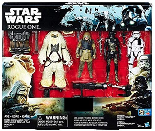 STAR WARS ROGUE UNO Exclusivo Figura de acción 4 Pack Incluye: REBEL COMMANDO ra- ,moroff, Imperial Death Trooper y Imperial soldado imperial