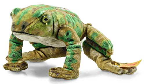 Steiff 056536 Original Froggy Rana de Peluche National Geographic, Aprox. 12 cm, Marca de Peluche con botón en la Oreja, Peluche para bebés Desde el Nacimiento, Color Verde