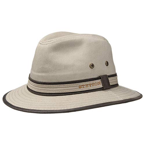 Stetson Sombrero Protector UV AVA Mujer/Hombre - de algodón Verano Traveller con Ribete Primavera/Verano - L (58-59 cm) Beige