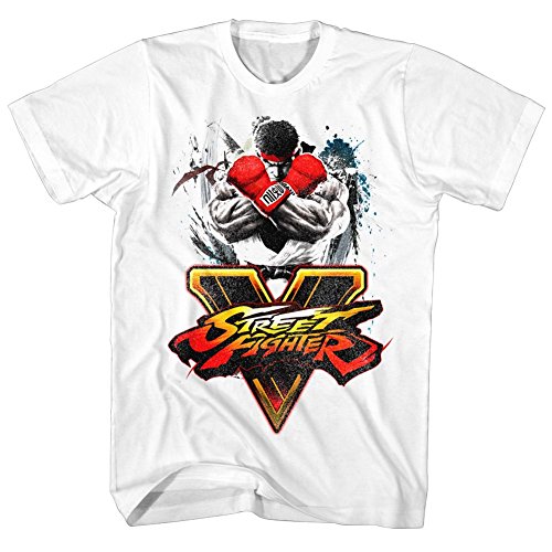 Street Fighter - Camiseta - Camiseta gráfica - Manga Corta - Opaco - para Hombre, Blanco, M