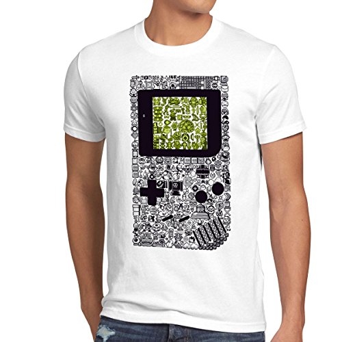 style3 8-bit Game Camiseta para Hombre T-Shirt Pixel Boy, Talla:XL, Color:Blanco