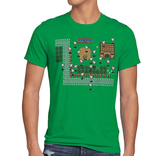 style3 Zelda Retro Gamer Camiseta para Hombre T-Shirt, Talla:L;Color:Verde