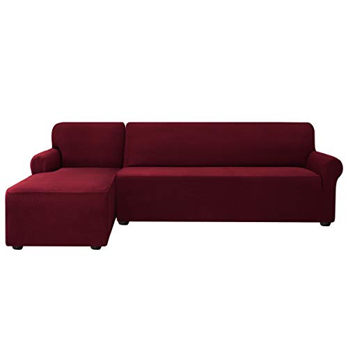 subrtex Funda Sofa Chaise Longue Brazo Izquierdo Elastica Protector para Sofa Chaise Longue Antimanchas Ajustable (Rojo)…