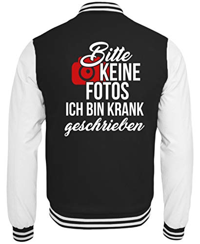 Sudadera con texto en alemán "Bitte keine Fotografías, Ich Bin Krank (idioma español no garantizado), diseño divertido blanco y negro L
