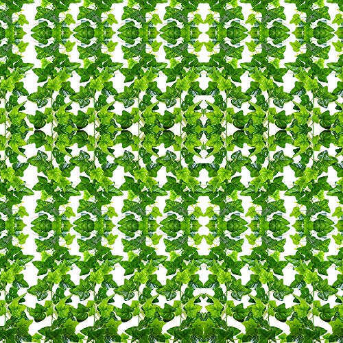 SunTop Plantas Artificial Decoración Hojas, Hiedra Artificial, 2.1 m -12 Pack Garland Plants Hanging Wedding Garland Fake Follaje Flores Inicio Cocina Jardín Oficina Decoración
