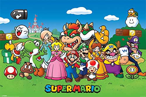 Super Mario Póster (tamaño Grande), diseño de Personajes, Madera, Multicolor
