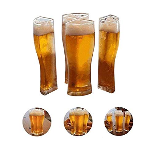 super schooner glass, 4 in 1 creative beer mug, Vertical Groove Design, Fall Resistant, Thick Acrylic Material, Carry 4 Beer Glasses, Suitable For Friends Birthday Party (large)
