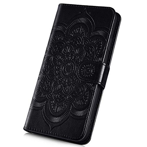Surakey - Funda con tapa para Nokia X6 (piel sintética), diseño de mandala, Negro Surakey - Funda con tapa para Nokia X6 (piel sintética), diseño de mandala, Negro