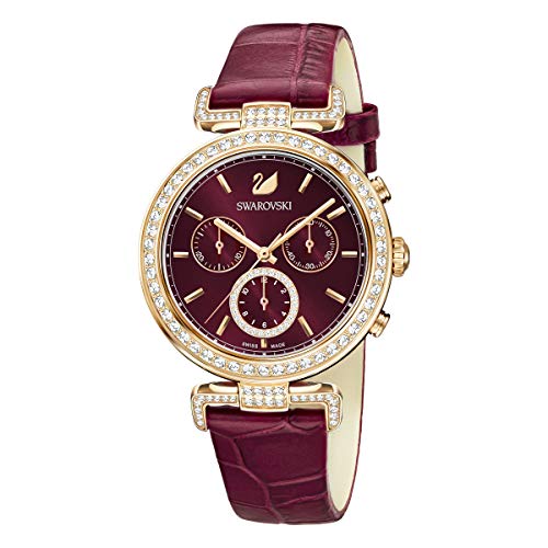 Swarovski Reloj Era Journey, Correa de piel, rojo oscuro, PVD en tono Oro Rosa Swarovski Reloj Era Journey, Correa de piel, rojo oscuro, PVD en tono Oro Rosa
