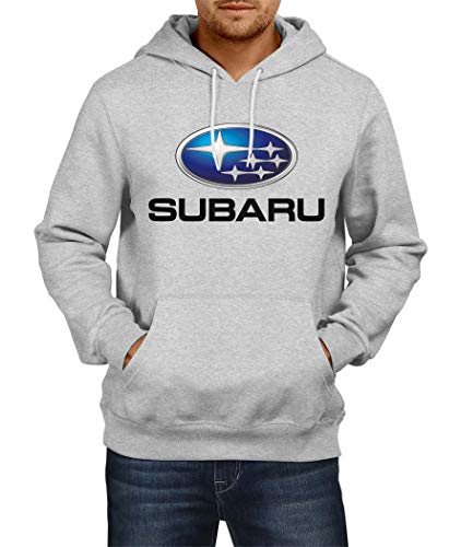 SWEATSHIRT Subaru Logo Sudaderas con Capucha Hoodie Ropa Hombre Men Car Auto tee Black Grey Negro Gris Long Sleeves Mangas Largas Present Christmas (L, Grey)