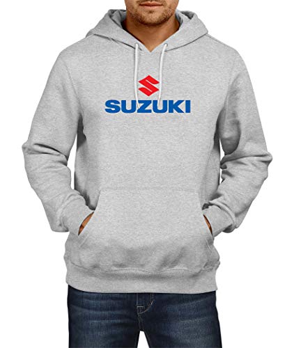 SWEATSHIRT Suzuki Logo Sudaderas con Capucha Hoodie Ropa Hombre Men Car Auto tee Black Grey Negro Gris Long Sleeves Mangas Largas Present Christmas (M, Grey)