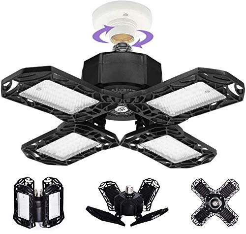 swonuk Lámpara Garaje LED,80W 8000LM 6500K Deformación de La Lámpara de Garaje Luz de Garaje de Cuatro Hojas,Luces E27 / B22 LED para Estacionamiento en Sótano de Garaje swonuk Lámpara Garaje LED,80W 8000LM 6500K Deformación de La Lámpara de Garaje Luz de Garaje de Cuatro Hojas,Luces E27 / B22 LED para Estacionamiento en Sótano de Garaje