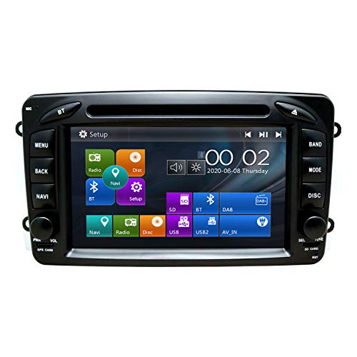 SWTNVIN Radio estéreo para Coche Compatible con Mercedes-Benz CLK W209 C Class W203 A-Class Viano 7 Pulgadas GPS Navigator Doble DIN Unidad de Cabezal Soporte USB Video Bluetooth SWC DVD Player