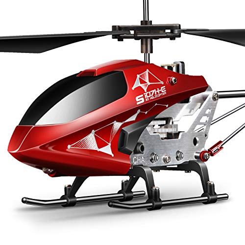 SYMA Helicóptero teledirigido helicóptero teledirigido helicóptero RC Helicóptero interior exterior avión regalo niños S107H-E 3.5 Canal 2.4 GHz LED luz giroscópica altura mantener rojo