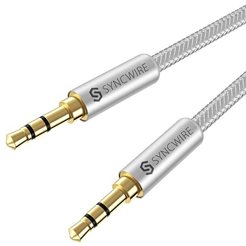 Syncwire Cable Jack 3.5mm Macho Macho, Cable de Audio 3.5mm de Nylon Trenzado - 2M, Cable Auxiliar Coche Estéreo para Auriculares, Apple iPod, iPhone, iPad, Echo Dot, Audio de Coche, Smartphones, MP3