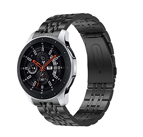 Syxinn Compatible con Correa de Reloj Gear S3 Frontier/Classic/Galaxy Watch 46mm Banda Pulseras de Repuesto, 22mm Acero Inoxidable Metal Pulsera para Gear S3/Galaxy Watch 46mm (Negro 1)