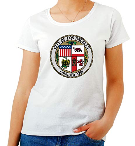 T-Shirt para Las Mujeres Blanca TM0068 City of LA Seal BOTW Citta