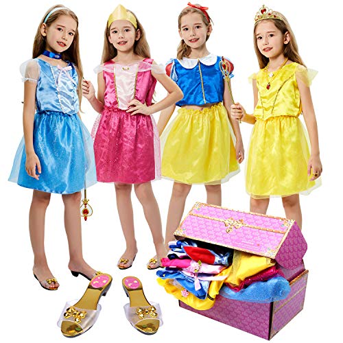 Tacobear Disfraz Princesa Niña Vestidos Princesa con Corona Varita Mágica Collar Anillo Diadema Zapatos Princesa Cosplay Traje Cenicienta Blancanieves Bella Aurora Disfraces Niña para Princesa Fiesta Tacobear Disfraz Princesa Niña Vestidos Princesa con Corona Varita Mágica Collar Anillo Diadema Zapatos Princesa Cosplay Traje Cenicienta Blancanieves Bella Aurora Disfraces Niña para Princesa Fiesta