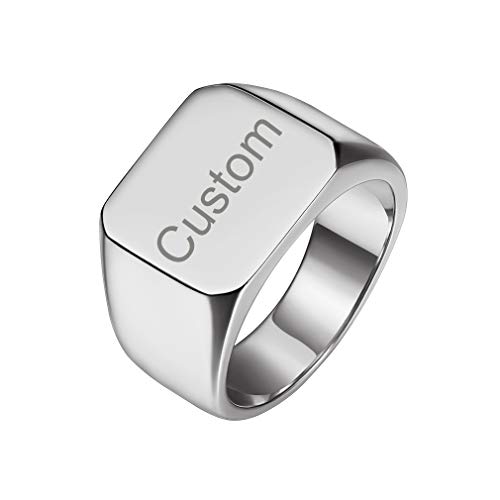 Tamaño 10 Anillo de Acero Inoxidable con Letras Personalizadas Bandeja Cuadrada Impreso Gratis Cumpleaños Navidad Año Nuevo Tamaño 10 Anillo de Acero Inoxidable con Letras Personalizadas Bandeja Cuadrada Impreso Gratis Cumpleaños Navidad Año Nuevo