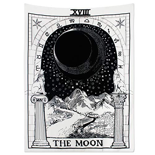 Tapiz de pared con diseño de tarot de Alumuk, tapiz de mandala, toalla de pared medieval, Europa Divination Tapestry The Moon The Star The Sun como manta decorativa (150 x 100 cm)