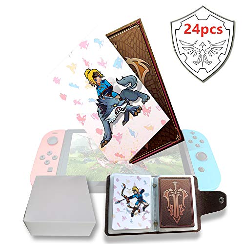 Tarjetas de Juego con Etiqueta NFC para el Interruptor Legend of Zelda Breath of The Wild/Wii U - 24 Tarjetas con Tarjetero de Cuero