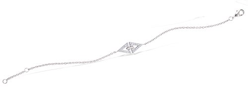Tata Gisele© - Pulsera "Gila Bend" de plata 925/000 rodiada y óxido de circonio – 2 triángulos conectados por sus bases, formando un roange – Bolsa de regalo