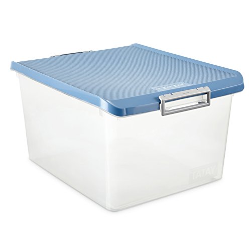 TATAY 1150005 - Caja de Almacenamiento Multiusos con Tapa, 35 l de Capacidad, Plástico Polipropileno Libre de BPA, Azul, 37,7 x 47,5 x 26 cm