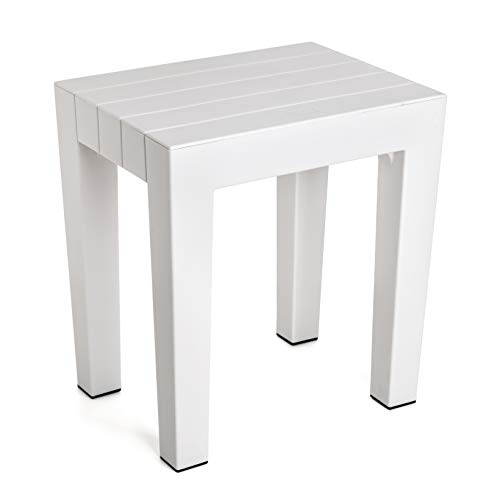 Tatay banqueta Rectangular Fabricada en Polipropileno Texturizado Blanco, con Acabado Efecto Madera. Protección Anti-UVA, Apta para Interior y Exteriores. Medidas 38x29x41m5 cm