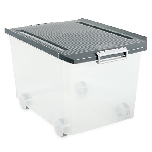 Tatay Caja de Almacenamiento con Ruedas y Tapa, plástico, Gris, 40 x 56,5 x 36,2 cm, 60 L