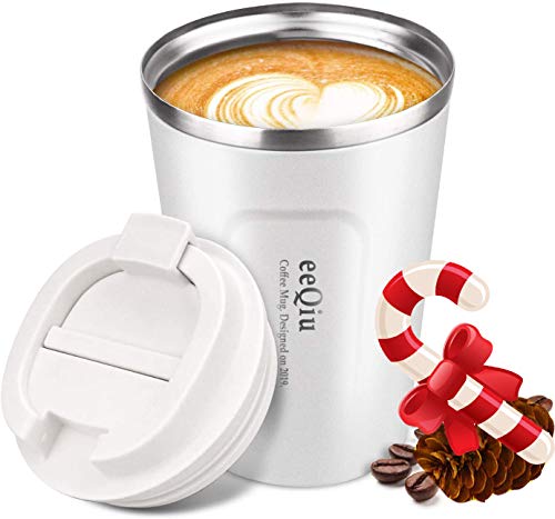 Taza de café reutilizable, taza de viaje de 13 oz hecha de acero inoxidable con aislamiento de doble pared Tapa 100% a prueba de fugas Tapa de automóvil ecológica para café, té y cerveza (blanco) Taza de café reutilizable, taza de viaje de 13 oz hecha de acero inoxidable con aislamiento de doble pared Tapa 100% a prueba de fugas Tapa de automóvil ecológica para café, té y cerveza (blanco)