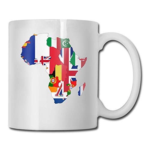 Tazas de café de cerámica, mapa de la bandera de África colonial 1939 taza de té, taza de cerámica blanca grande simple para oficina, leche,11 Oz