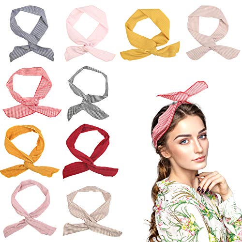 TAZEMAT Diadema de Alambre 10pcs Cinta de Pelo para Mujer Niñas Diadema de Lazo Oreja de Conejo Flexible Banda de Cabeza Varios Estilos Cuadros Rayas Chic Retro Accesorio para Peinado TAZEMAT Diadema de Alambre 10pcs Cinta de Pelo para Mujer Niñas Diadema de Lazo Oreja de Conejo Flexible Banda de Cabeza Varios Estilos Cuadros Rayas Chic Retro Accesorio para Peinado