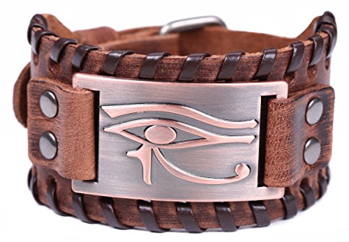 TEAMER - Pulsera de piel con diseño de ojo de Horus, diseño vintage
