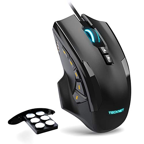 TECKNET Ratón Gaming con Cable Ratón Láser de Alta Precisión (16400 dpi, Ratón Programables de 10 Botones, Mouse Gaming Cartucho de Ajuste de Peso Extraíble, 5 Configuraciones Macro, Negro TECKNET Ratón Gaming con Cable Ratón Láser de Alta Precisión (16400 dpi, Ratón Programables de 10 Botones, Mouse Gaming Cartucho de Ajuste de Peso Extraíble, 5 Configuraciones Macro, Negro