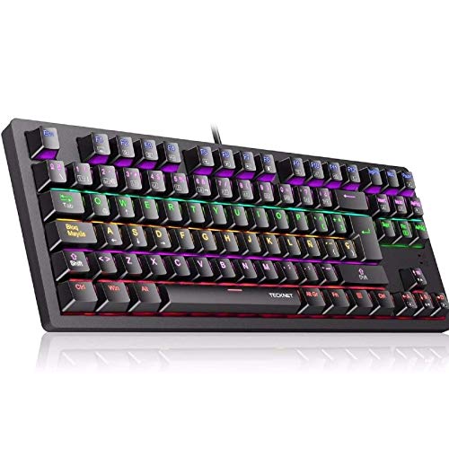 TECKNET Teclado Mecánico Gaming, Teclado Gaming con Interruptores Azul con 88 Teclas 100% Anti-Ghosting, 9 Modos de Retroiluminación LED Ideal para Jugadores - Layout Español (Nuevo Versión) TECKNET Teclado Mecánico Gaming, Teclado Gaming con Interruptores Azul con 88 Teclas 100% Anti-Ghosting, 9 Modos de Retroiluminación LED Ideal para Jugadores - Layout Español (Nuevo Versión)