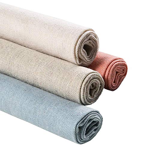 Tela de lino natural, 4 piezas, 20 pulgadas, tela de costura para hacer prendas de vestir, cortina para boda, decoración del hogar, patchwork, tapicería, macetas, decoración y mantel, 4 colores Tela de lino natural, 4 piezas, 20 pulgadas, tela de costura para hacer prendas de vestir, cortina para boda, decoración del hogar, patchwork, tapicería, macetas, decoración y mantel, 4 colores