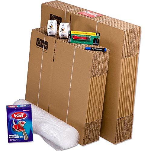 TeleCajas® | Pack Mudanza (Cajas de cartón, plástico Burbujas, precinto, etc) con el Embalaje Necesario para una mudanza de casa (Pack MUDANZA Single) TeleCajas® | Pack Mudanza (Cajas de cartón, plástico Burbujas, precinto, etc) con el Embalaje Necesario para una mudanza de casa (Pack MUDANZA Single)