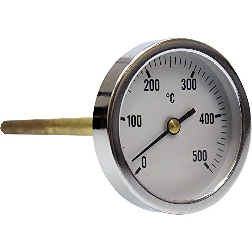 Termómetro para Horno de leña, Escala de 0 a 500ºC con Vaina de 20,30 o 50 cm (30)