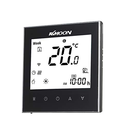 Termostato Inteligente para Caldera de Gas,Wifi Regulador de Sistema,Controlador con Pantalla Negativa Táctil LCD,Programable 5A AC 95-240V (WIFI, negro)