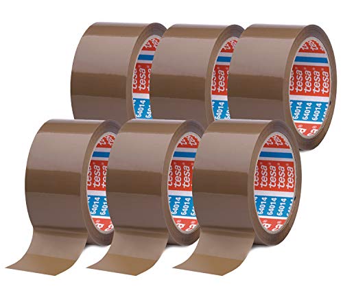 Tesa 6 rollos de cinta adhesiva, 66 m, 50 mm, Marrón, 64014