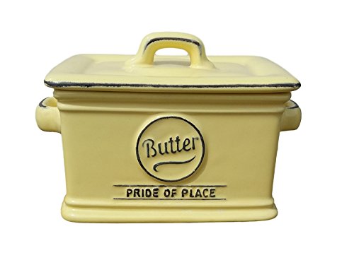 T&G Pride of Place - Bote para mantequilla, color verde viejo, amarillo suave