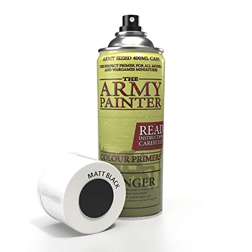 The Army Painter | Colour Primer | Matt Black | 400 mL | Espray Acrílico | Base para Pintura de Modelos Miniatura | Negro Mate