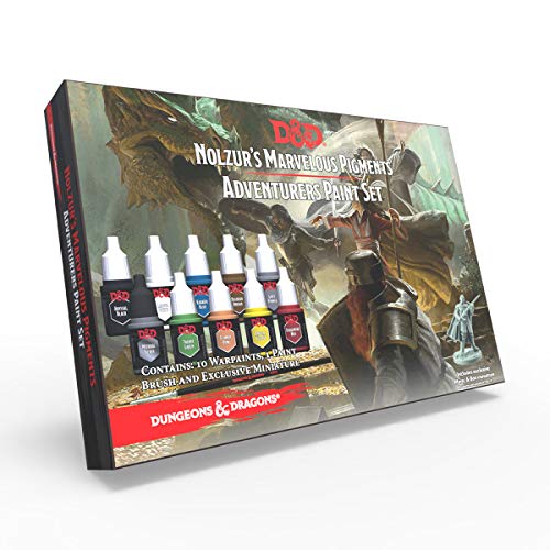 The Army Painter Dungeons and Dragons Nolzur's Marvelous Pigment Adventurers - Paquete de 10 pinturas acrílicas y 1 pincel principiante | Miniatura para pintar | para juegos de rol y tablet.