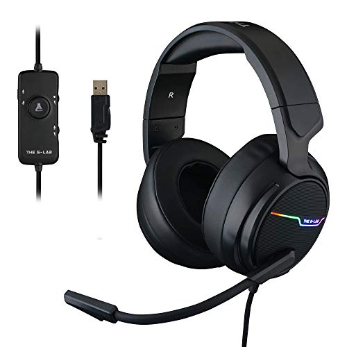 THE G-LAB Korp THALLIUM Cascos Gaming USB 7.1 Digital Surround - Auriculares Gaming - Micrófono con cancelación de ruido, LED RGB - Compatible con PC PS4 Mac (Negro) THE G-LAB Korp THALLIUM Cascos Gaming USB 7.1 Digital Surround - Auriculares Gaming - Micrófono con cancelación de ruido, LED RGB - Compatible con PC PS4 Mac (Negro)