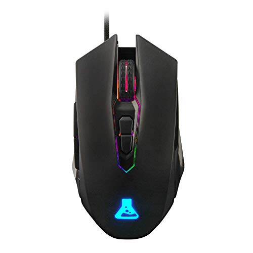 THE G-LAB Kult RADIUM - 4800 DPI Ratón Gaming con Sensor óptico de alta precisión - Ratón Gaming USB con cable, 7 botones programables, Retroiluminación RGB - PC, Xbox One, PS4 - (Negro)