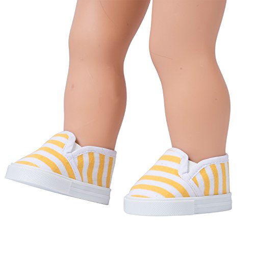 The New York Doll Collection Amarillos A Rayas Lona Zapatillas Encaja 18 Pulgadas / 46 cm para Moda Niña Muñecas (43221-715) The New York Doll Collection Amarillos A Rayas Lona Zapatillas Encaja 18 Pulgadas / 46 cm para Moda Niña Muñecas (43221-715)