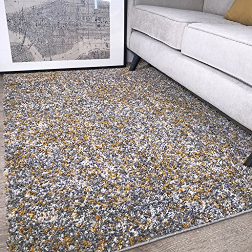 The Rug House Murano Alfombra con diseño Tonal Mezclado Moteado Color Amarillo Ocre Mostaza Dorado y Gris Crema 120cm x 170cm (3'11" x 5'7")