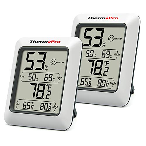 ThermoPro TP50 2 Piezas Termómetro Higrómetro Digital Medidor de Humedad y Temperatura Interior Termohigrómetro Profesional para Medición de Casa Habitación Hogar Oficina Ambiente ThermoPro TP50 2 Piezas Termómetro Higrómetro Digital Medidor de Humedad y Temperatura Interior Termohigrómetro Profesional para Medición de Casa Habitación Hogar Oficina Ambiente