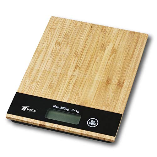 Thulos Balanza de Cocina Digital con Capacidad de 5 Kg. Superficie realizada en Madera. Mide el Volumen de Agua y Leche. Pila CR2032*1 incluida.TH-DS105 Thulos Balanza de Cocina Digital con Capacidad de 5 Kg. Superficie realizada en Madera. Mide el Volumen de Agua y Leche. Pila CR2032*1 incluida.TH-DS105