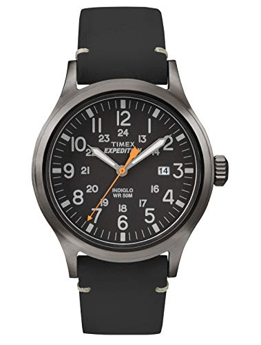 Timex Expedition - Reloj análogico para Hombre de cuarzo con correa de cuero, Negro (Negro)